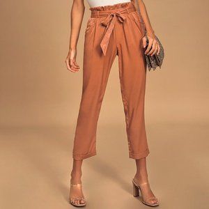 Lulu's Terra Cotta Satin Paper Bag Waist P…